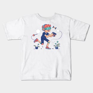 boy playing vr Kids T-Shirt